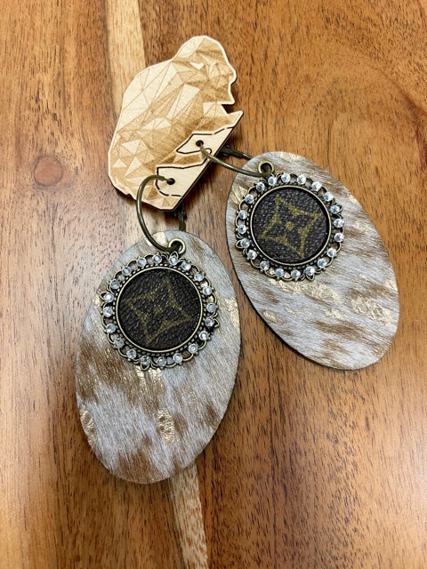 Sparkle Fur Logo Print Up-cycle Earrings
