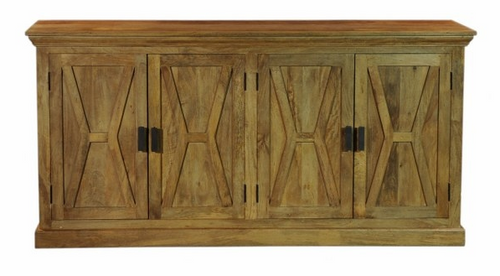 4 Door Media Cabinet Light Walnut