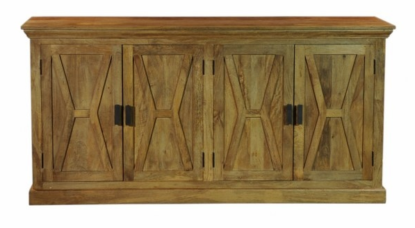 4 Door Media Cabinet Light Walnut