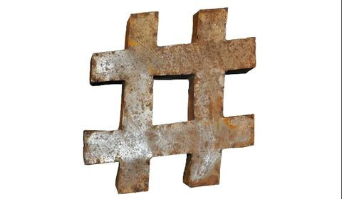 Rusted Metal Hashtag 3D Wall Art