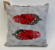 Load image into Gallery viewer, Red &amp; Black Feathers Decorative Pillow