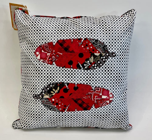 Red & Black Feathers Decorative Pillow