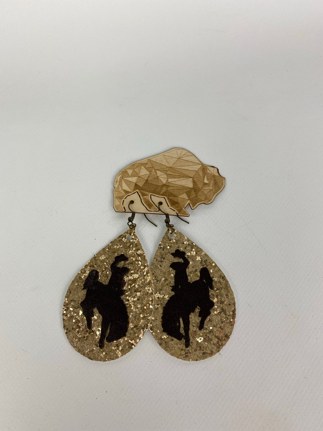 Glitter Gold & Brown UW Teardrop Earring