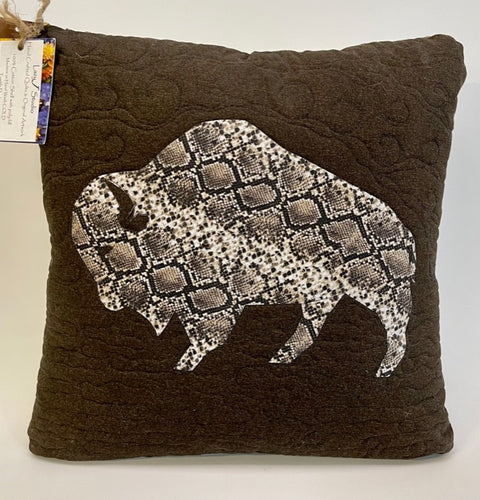 Brown Bison Quilted Decorative Pillow