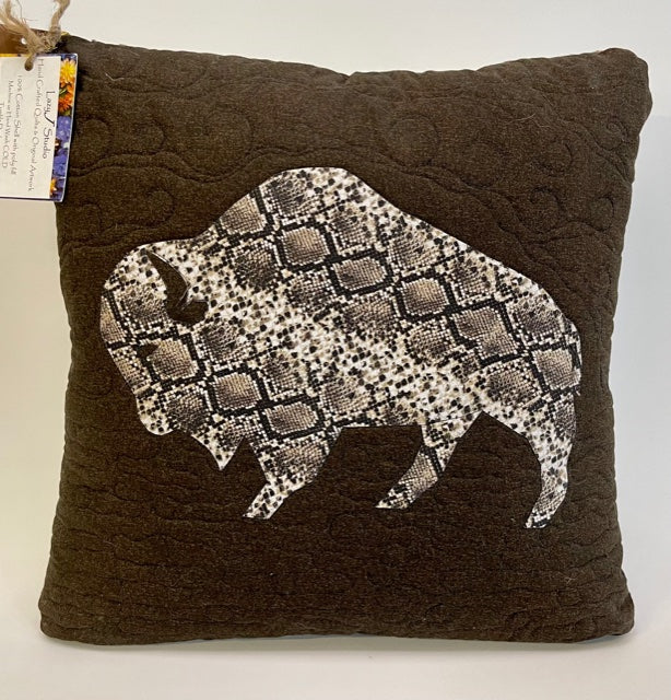 Brown Bison Quilted Decorative Pillow